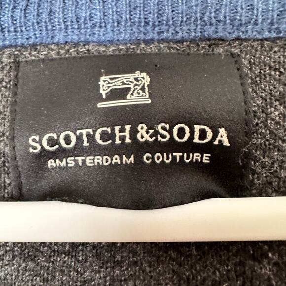 Scotch Soda Lambswool Sweater Mens XXL Elbow Patch Preppy Classic Casual Blue - Picture 7 of 11